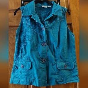Chico's size 1 teal beaded vest